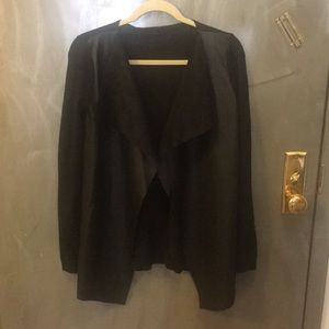 ZARA black Faux Leather Open Cardigan